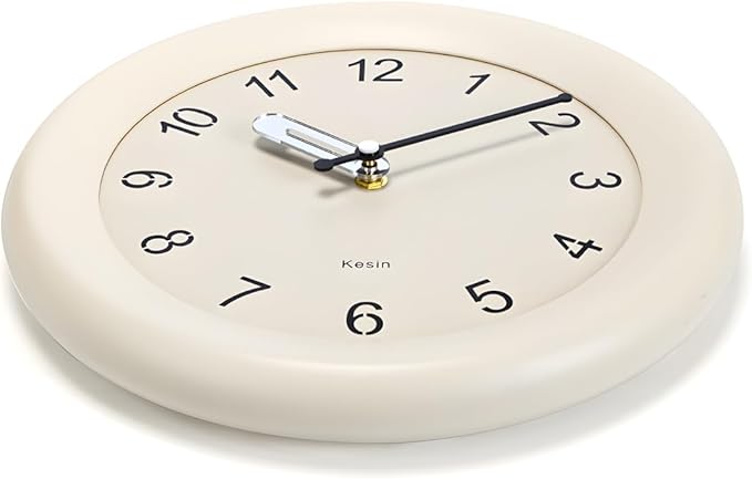 Kesin Wooden Wall Clocks 12 Inch Silent Non Ticking Wall Clocks Battery Operated - Wood White Modern Office Simple Minimalist Clocks Decorative for Kitchen, Home,Bedroom, Office, Home, Living Room-Ruum Studio Home