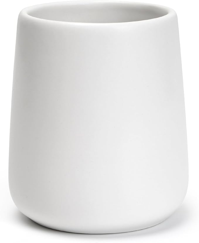 Bathroom Tumbler Cup Ceramic 13.5oz Reusable Toothbrush Cup 400ml, Toothbrush Holder Adequate for Your Bathroom (White)-Ruum Studio Home