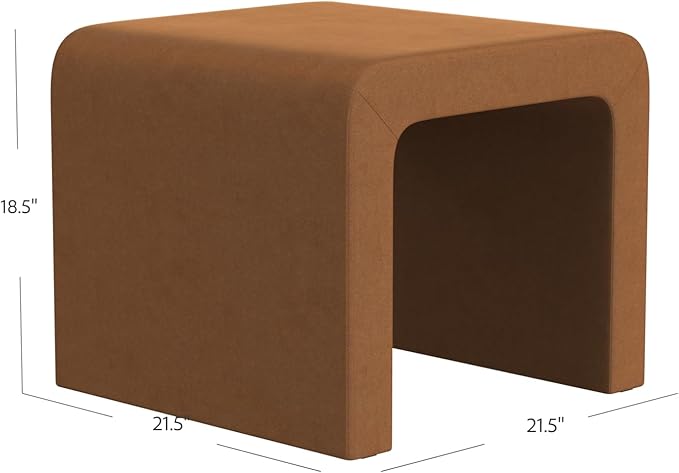 Modern Channel Rust Velvet Foot Stools Ottoman Home Décor, Soft Ottoman Foot Rest Chair for Bedroom and Living Room, Vanity Chair and Stool in Dressing Area, and Lounge-Ruum Studio Home