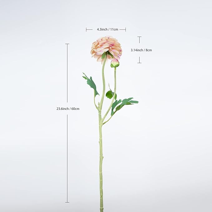 Artificial Ranunculus Flowers 23 Inch Long Stem - 6 Pack Silk Buttercup Stems for Wedding Bouquets, Centerpieces,Home Decor - Realistic Deep Pink Faux Floral Arrangements (Deep Pink)-Ruum Studio Home