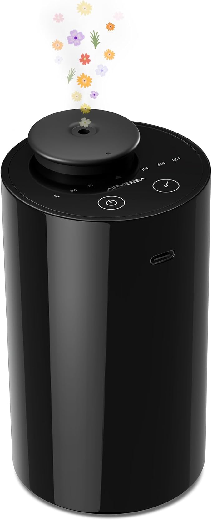 Waterless Diffuser for Essential Oil, Battery Operated Nebulizer, 0.7 Fl.Oz./ 20mL Capacity, Mini Scent Air Machine, 3 Countdown Timers & 3 Mist Levels for Home, Room, Car, Office - AN6 Black-Ruum Studio Home