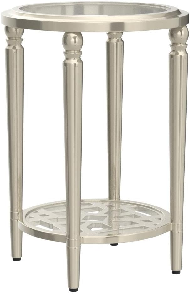 COSIEST Set of 2 Modern Round End Table, 2-Tier Glass Side Table with Glass Tabletop, Wood Accent Table with Storage Shelf for Living Room, Bedroom-Ruum Studio Home