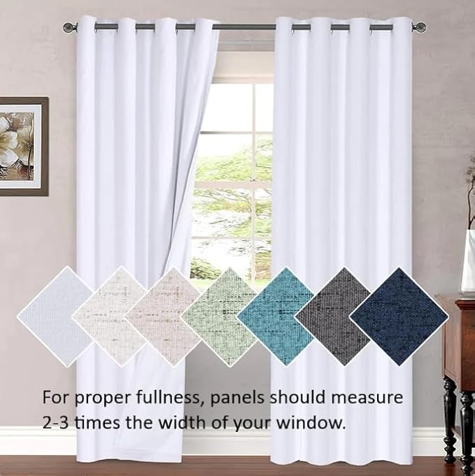 H.VERSAILTEX White Curtains for Bedroom Thermal Insulated Room Darkening Living Room Curtains Grommet Privacy Protection Window Curtain Panels/Drapes for Nursery, 2 Panels, 42x84 Inches, Pure White-Ruum Studio Home