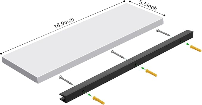 Meangood Floating Shelves White 17 inch Wall Mounted Natural Bamboo Wood Wall Storage Shelves for Bedroom,Living Room,Bathroom, Kitchen（Set of 2）-Ruum Studio Home