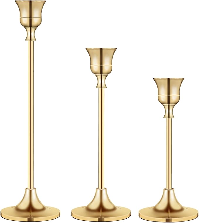 Candlestick Holders,Taper Candle Holder for Candlesticks Gold Brass Vintage Candle Stick Candle Holder Candelabra Candle Holder for Fireplace Party Dining Home-Ruum Studio Home