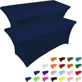 IVAPUPU 2 Pack 6FT Table Cloth for Rectangular Fitted Events Stretch Jean Blue Table Covers Washable Spandex Tablecloth Protector for Party, Wedding, Cocktail, Banquet, Festival-Ruum Studio Home