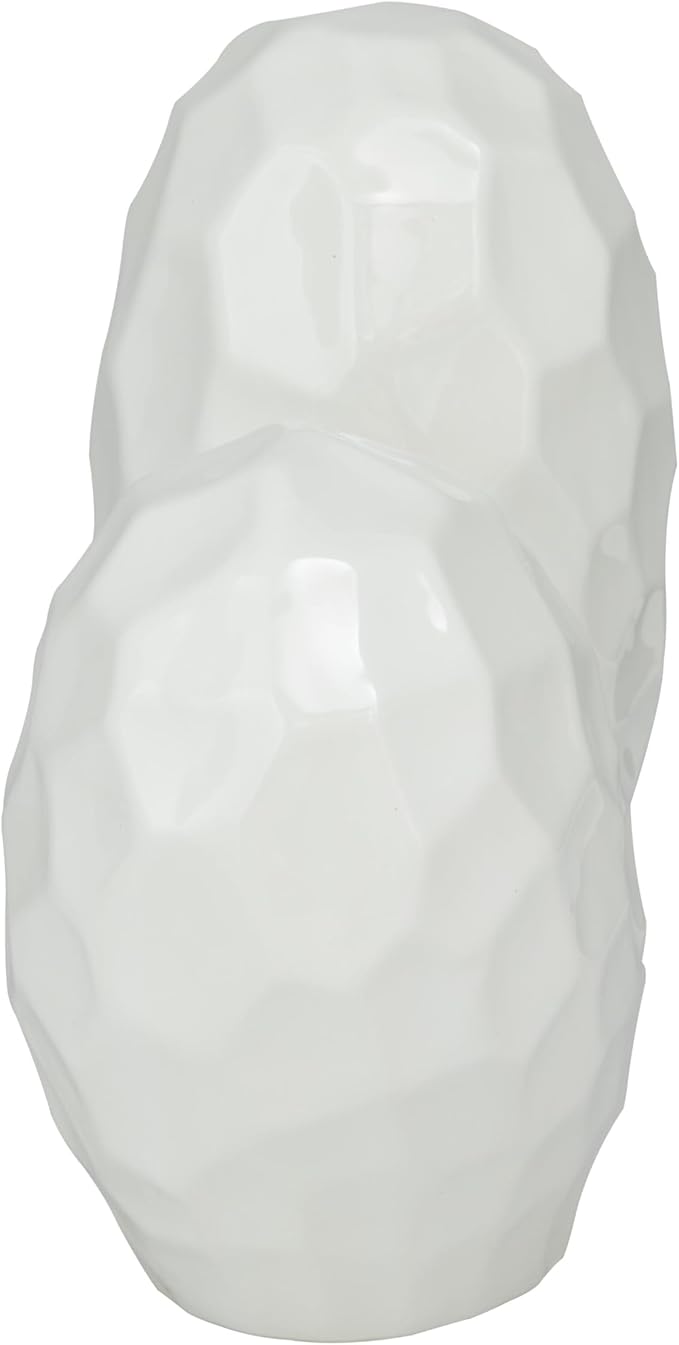 Deco 79 Porcelain Ceramic Heart Decorative Sculpture Dimensional Angled Origami Inspired Home Decor Statue, Accent Figurine 12" x 6" x 11", White-Ruum Studio Home