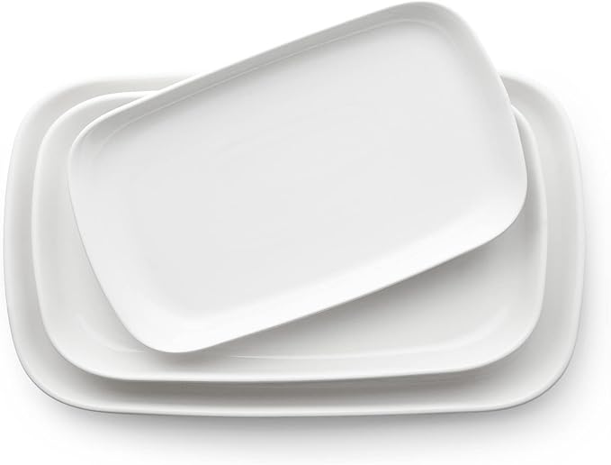 DOWAN Serving Platters and Trays for Wedding Decor, 16"/14"/12" Serving Dishes for Entertaining, White Porcelain Plates Set of 3-Ruum Studio Home