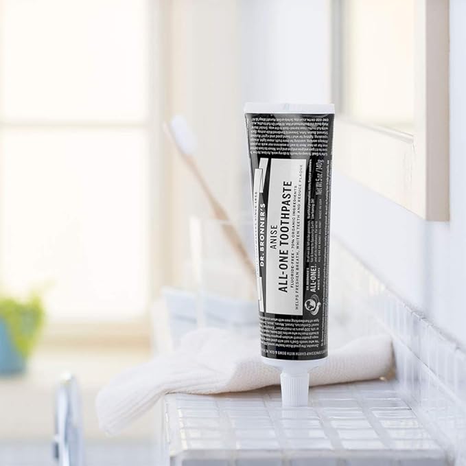Dr. Bronner’s - All-One Toothpaste (Anise, 5 Ounce, 3-Pack) - 70% Organic Ingredients, Natural and Effective, Fluoride-Free, SLS-Free, Helps Freshen Breath, Reduce Plaque, Whiten Teeth, Vegan-Ruum Studio Home