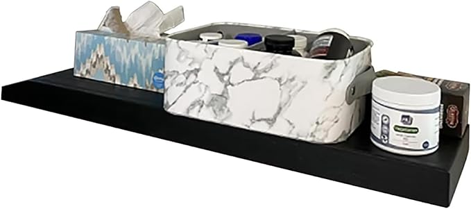 Joel's Antiques - 30 Inch Wooden Floating Shelves for Wall - 30x8x2 in - Made of Natural Wood - Heavy Duty Rustic Wall Shelves for Bedroom - Perfect for Living Room, Kitchen - Black-Ruum Studio Home