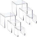 HIIMIEI Clear Acrylic Display Risers 2 Sets, 3-Tier Risers Stands Showcase for Amiibo Funko Pop Figures, Dessert, Jewelry-3"x4"x5"-Ruum Studio Home