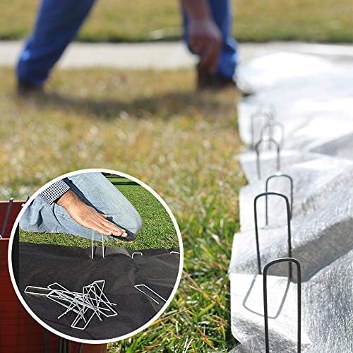 Petgrow 6 Inch Garden Stakes Galvanized Landscape Staples,U-Type Turf Staples for Artificial Grass, Rust Proof Sod Pins Stakes for Securing Fences Weed Barrier,Outdoor Wires Cords Tents Tarps,100-Ruum Studio Home