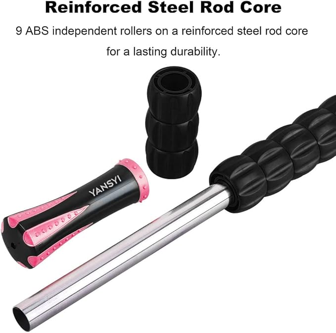 Yansyi Muscle Roller Stick for Athletes - Body Massage Roller Stick - Release Myofascial Trigger Points Reduce Muscle Soreness Tightness Leg Cramps & Back Pain for Physical Therapy & Recovery (Pink)-Ruum Studio Home