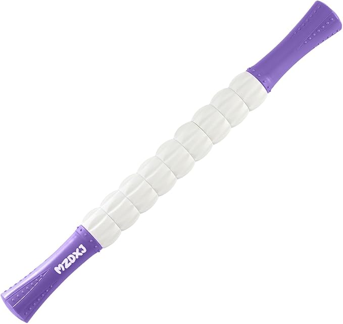 Muscle Roller Stick for Athletes - Deep Tissue Fascia Blaster & Roller Massager for Myofascial Pain Relief - Handheld Physical Therapy & Recovery Tool(Purple White-18 inch)-Ruum Studio Home