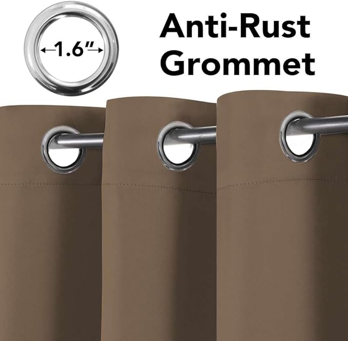 H.VERSAILTEX Blackout Window Curtain Panels Thermal Insulated Room Darkening Solid Grommet Curtains/Drapes for Bedroom Privacy Protection (Set of 2 Panels,52 by 63 Inch Long, Macchiato)-Ruum Studio Home