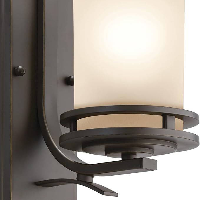 Kichler Hendrik 12” Wall Light Fixture in Olde Bronze with Umber Etched Glass, 1-Light Wall Lamp for Bedroom or Living Room, 5076OZ-Ruum Studio Home