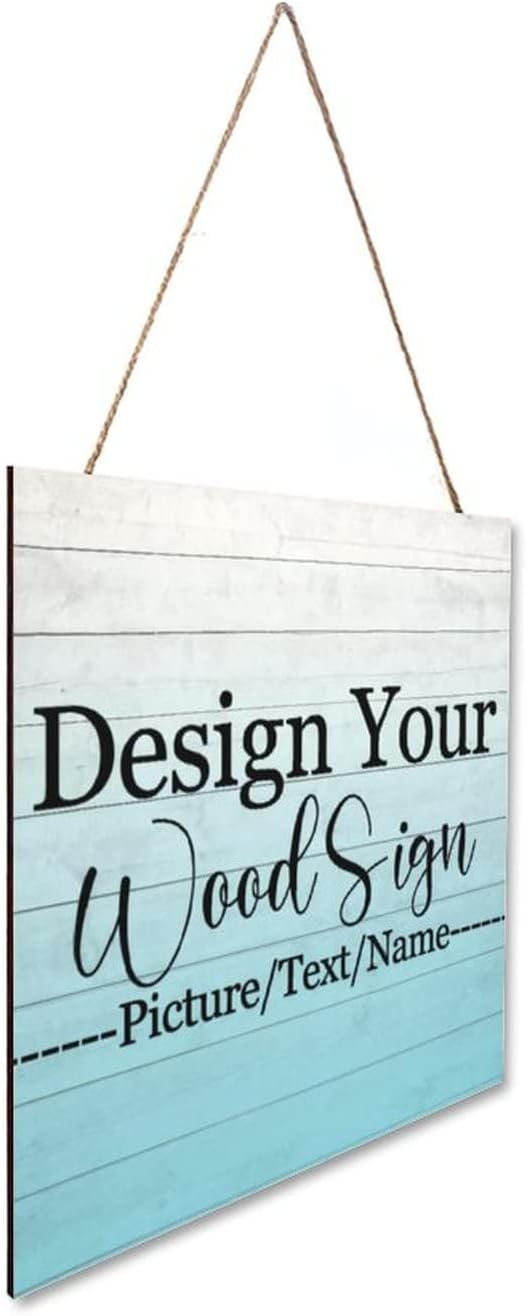 Personalized Hanging Wood Signs, Customized Door Board with Multiple Wood Background and Fonts to Choose, Design Your Rustic Decoration Sign for Home Kitchen Farmhouse 11.8x11.8 inch-Ruum Studio Home