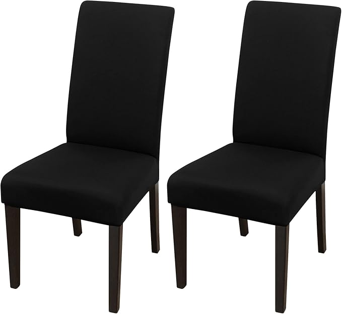 JQinHome Dining Chair Covers Dining Room Chair Slipcovers, 2 Pack High Stretch Removable Washable Parsons Chair Slipcover for Home Party Hotel Wedding Ceremony (Black)-Ruum Studio Home