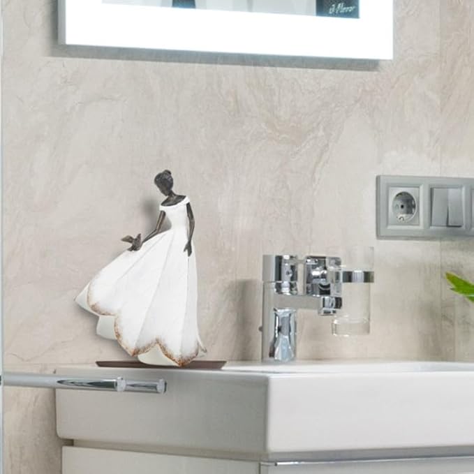 Guichifun Fairy Statue Collection Home Decoration - White Leaf Angel Girls Resin Living Room Bookshelf Decor Garden Outdoor Bathroom Decorations Figurines Gift 5.5 x 3.25 x 8 Inch-Ruum Studio Home