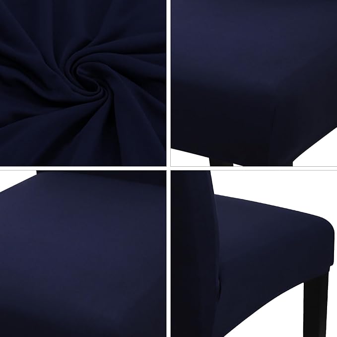 JQinHome 6 Pcs Dining Chair Slipcover,High Stretch Removable Washable Chair Seat Protector Cover for Home Party Hotel Wedding Ceremony (Navy Blue)-Ruum Studio Home