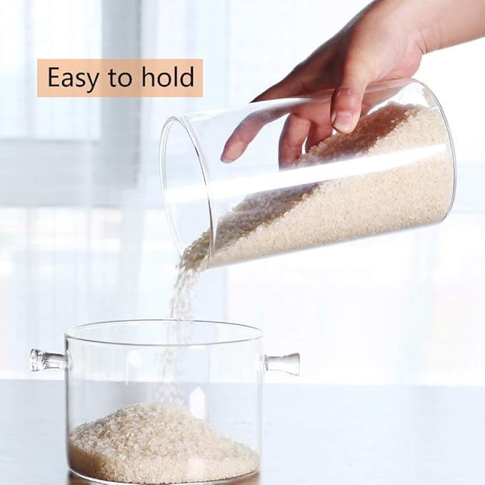 Glass Rice Storage Containers, 60 FL OZ (1800ml) Kitchen Food Jars with Airtight Lid, Stackable Clear Pantry Canister for Coffee Bean, Pet Treat, Flour, Loose Tea and More-Ruum Studio Home