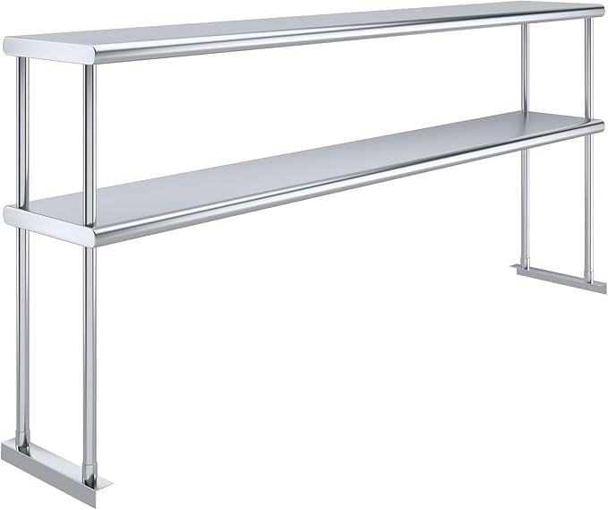 AmGood Double OverShelf Stainless Steel NSF - Many (72" Long x 12" Deep)-Ruum Studio Home