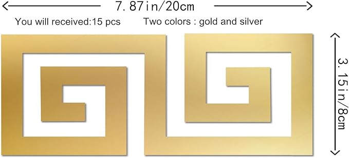 15 Pcs DIY Geometric Shape Acrylic Decorative Mirror Stickers Removable Adhesive Wall Mirror Décor for Living Room Home Background (Gold,3.15 * 7.87inches)-Ruum Studio Home