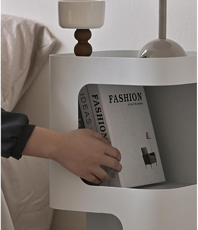 Modern Side Table,Small end Table for Small Spaces,Metal nightstand with Storage Shelf,Space-Saving Bedside Table Accent Table Drink Tables for Living Room,Bedroom.No Assembly Required-Ruum Studio Home