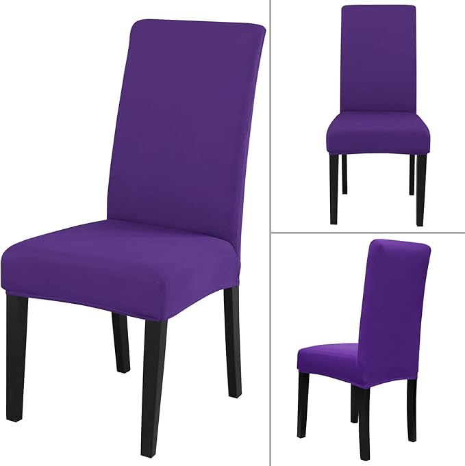 JQinHome Dining Chair Slipcover, High Stretch Removable Washable Chair Seat Protector Cover Set of 4,Chair Covers for Dining Room, Kitchen,Home Party,Wedding Ceremony(Purple, 4PC)-Ruum Studio Home
