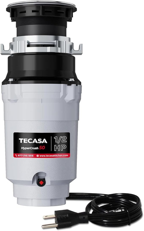 1/2 HP Garbage Disposals, TECASA Continuous Feed, Stainless Steel Food Waste Grinding System for Kitchen Sink Food Waste, Power Cord Included, UL Certified - HyperCrush 50-Ruum Studio Home