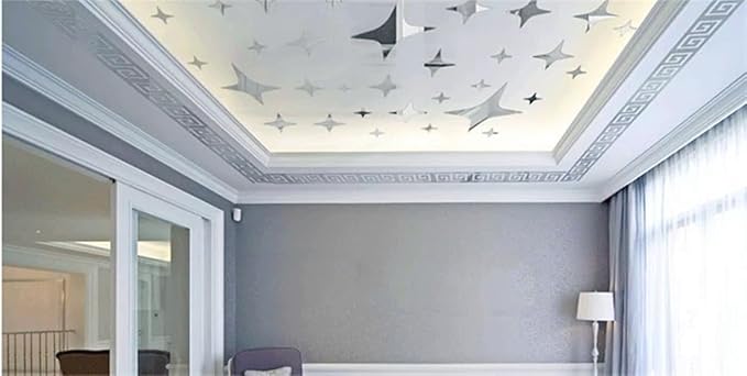 15 Pcs DIY Geometric Shape Acrylic Decorative Mirror Stickers Removable Adhesive Wall Mirror Décor for Living Room Home Background (Silver，3.15 * 7.87inches)-Ruum Studio Home