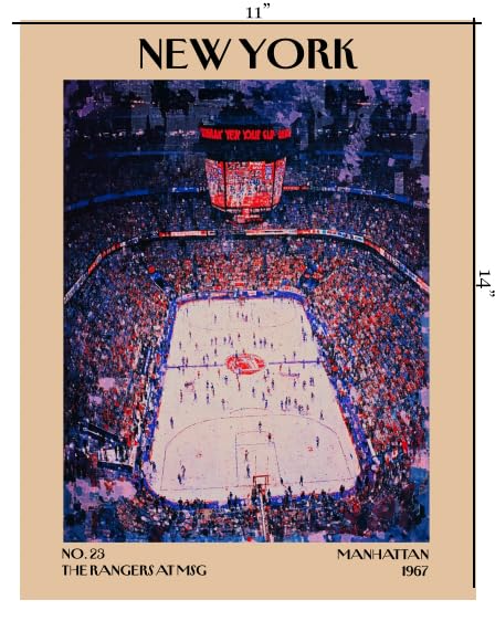 Retro Vintage New York Wall Art Print - 11x14 Unframed Poster - New York City Souvenirs, Cute Trendy Colorful Wall Decor (The Rangers at MSG, 11x14")-Ruum Studio Home