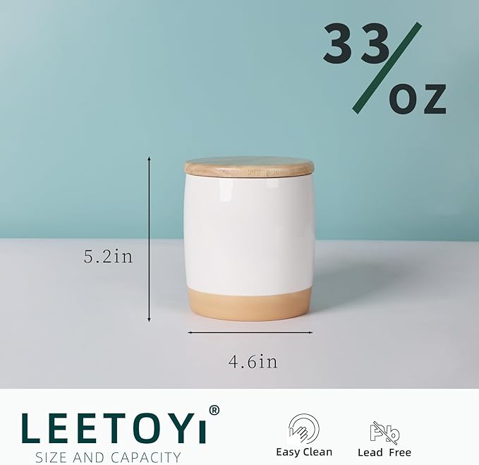 LEETOYI Ceramic Food Storage Jar with Seal Lid,Kitchen Canisters for Countertop, Serving for Ground Coffee, Tea, Sugar, Salt and More, 33 Oz-Ruum Studio Home