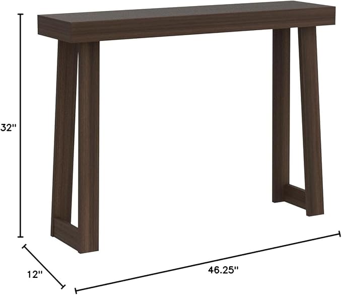 Plank+Beam Solid Wood Console Table, 46.25 Inch, Sofa Table, Narrow Entryway Table for Hallway, Behind The Couch, Living Room, Foyer, Easy Assembly, Walnut-Ruum Studio Home