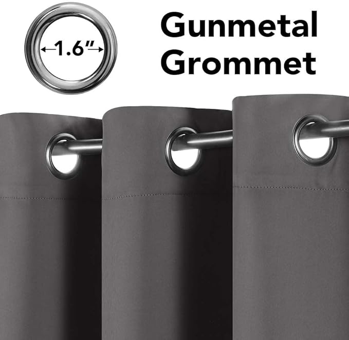 H.VERSAILTEX Premium Solid Thermal Insulated Blackout Grey Curtains Window Drapes - 2 Panels Set- Charcoal Gray, 52x72 Inch,8 Grommets per Panel-Ruum Studio Home