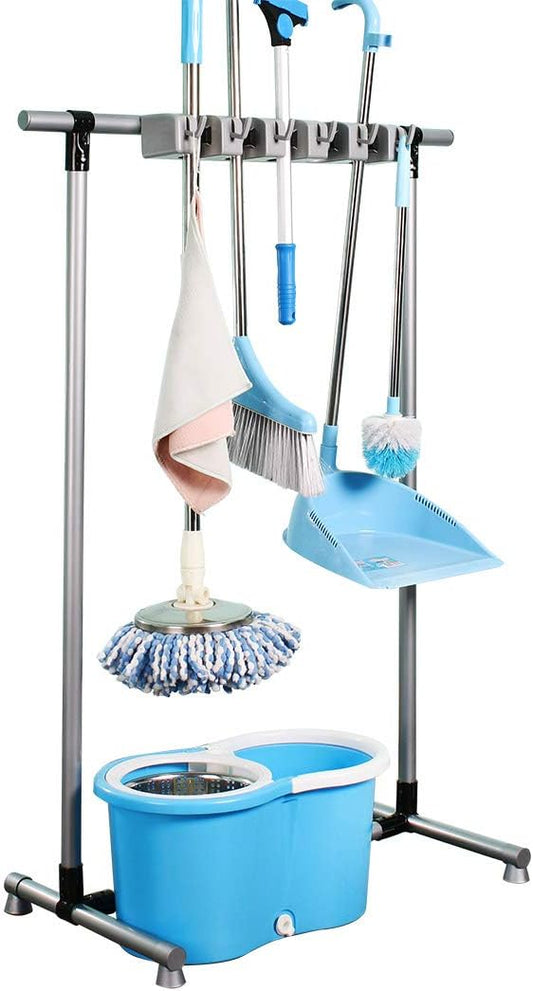 Broom Mop Holder Floor-Mounted mop Rack Cleaning Tool storage for laundry room closet organizer (6racks)-Ruum Studio Home