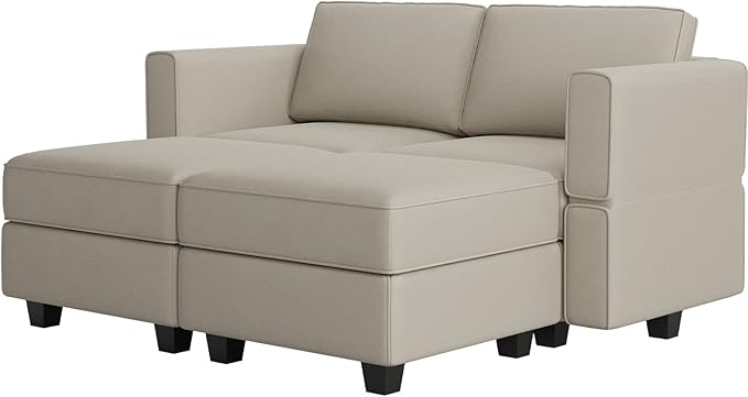 Belffin Modular Sectional Sofa with Reversible Chaise L Shaped Couch with Ottoman Modular Sofa Couch with Storage Grey-Ruum Studio Home