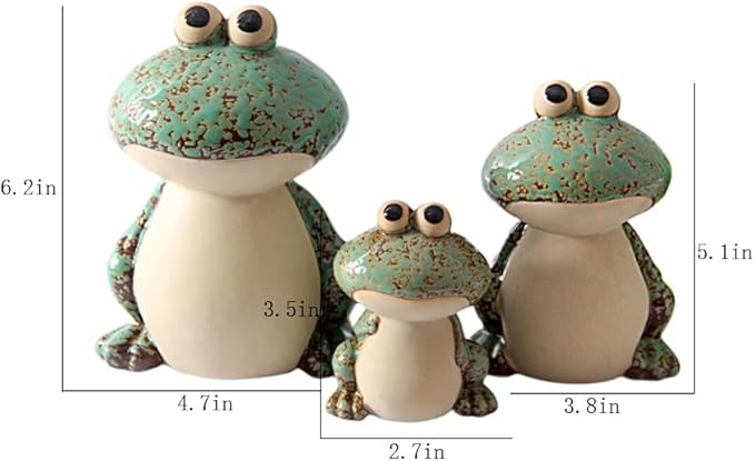 Frog Garden Decor Set of 3,Funny Cute Ceramic Frog Garden Statues Yard Decoration Outdoor Holiday Decorations,Ideal Ornament for Outside Pond Pool Patio Front Porch Backyard (Green)-Ruum Studio Home