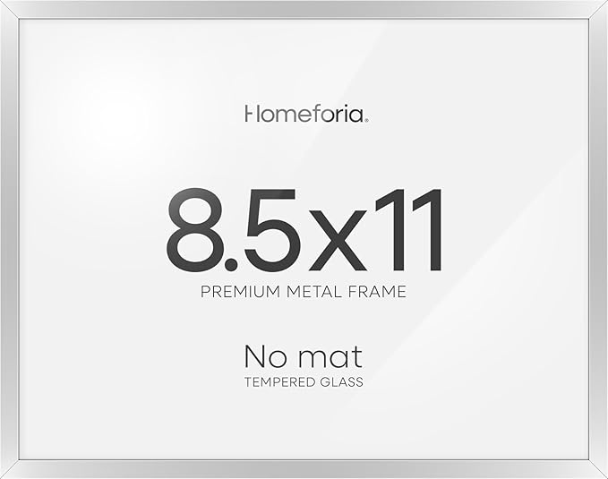 Homeforia 8.5x11 Diploma Frame Silver, High End Metal 8.5 x 11 Certificate Frames, 11x8.5 Document Frame for Wall or Tabletop, 8.5by11 Letter Size Graduation Frames, Tempered Glass, Wall Kit, Set of 1-Ruum Studio Home