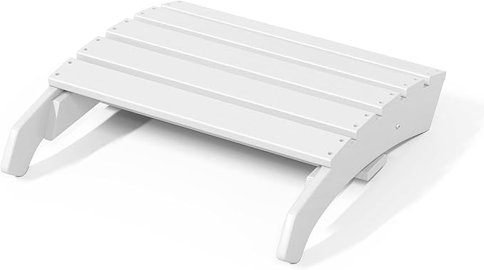 WestinTrends Dylan Outdoor Patio HDPE Adirondack Ottoman Footrest, White-Ruum Studio Home