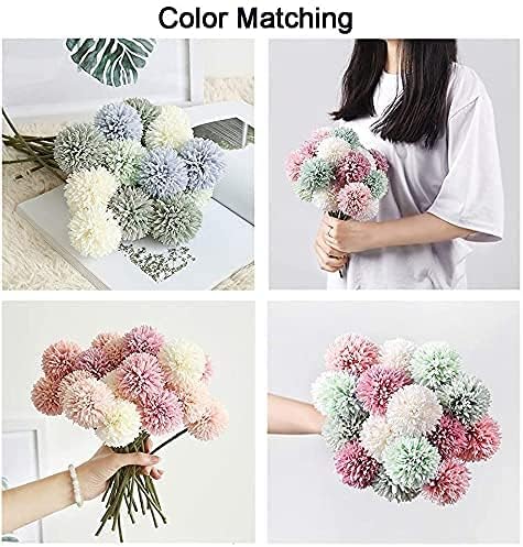 Kimura's Cabin 20Pcs Fake Chrysanthemum Artificial Silk Ball Flower Faux Mums Flowers Bouquets for Wedding Party Home Kitchen Table Decor DIY Decoration (Dark Pink)-Ruum Studio Home