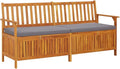 vidaXL Acacia Wood Outdoor Storage Bench Deck Box with Cushion - Solid Wood Patio Furniture, Brown/Dark Gray, 66.9"x24.8"x33.1"-Ruum Studio Home
