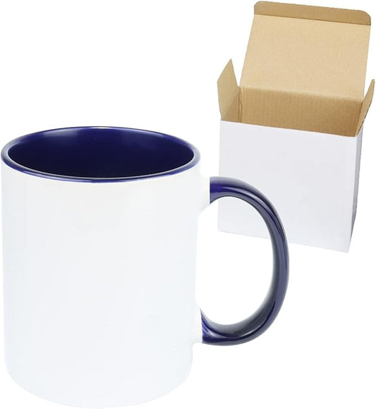 11oz White Ceramic Sublimation Coffee Mug in White Gift Box, Cobalt Blue, Case of 12-Ruum Studio Home