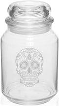 MIP Glass 26 oz Candy Skull Jar, 4" Diameter x 6.75" Tall, Air Tight, Dishwasher & Microwave Safe, Novelty Food Jar-Ruum Studio Home