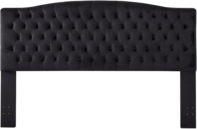 24KF Upholstered Tufted Button Velvet Headboard,Comfortable Fashional Headboard King/CA King Size,Black-Ruum Studio Home