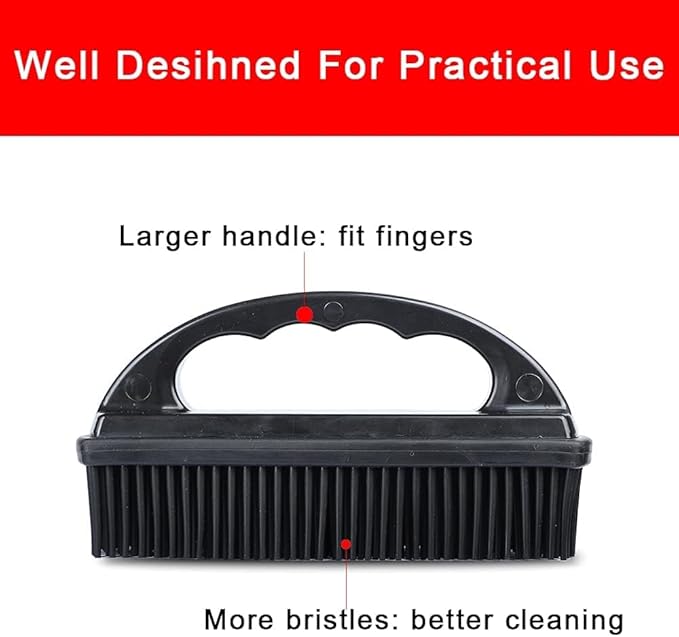 Rubber Pet Hair Removal Brush Lint & Hair Removal Cat Dog Hair Remover Brush Pet Hair Removal Tool Silicone Lint and Debris Remover for Cleaning,Grooming,Lint and Fur Removal,Home (Red&Black)-Ruum Studio Home