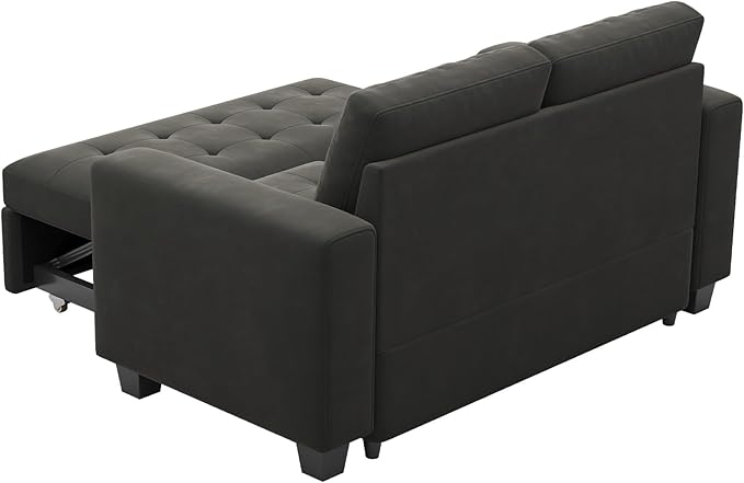 Belffin Modular Sectional Sleeper Sofa with Pull Out Couch Bed Modular Sleeper Loveseat Sectional Sofa Velvet Fabric for Living Room Apartment Grey-Ruum Studio Home