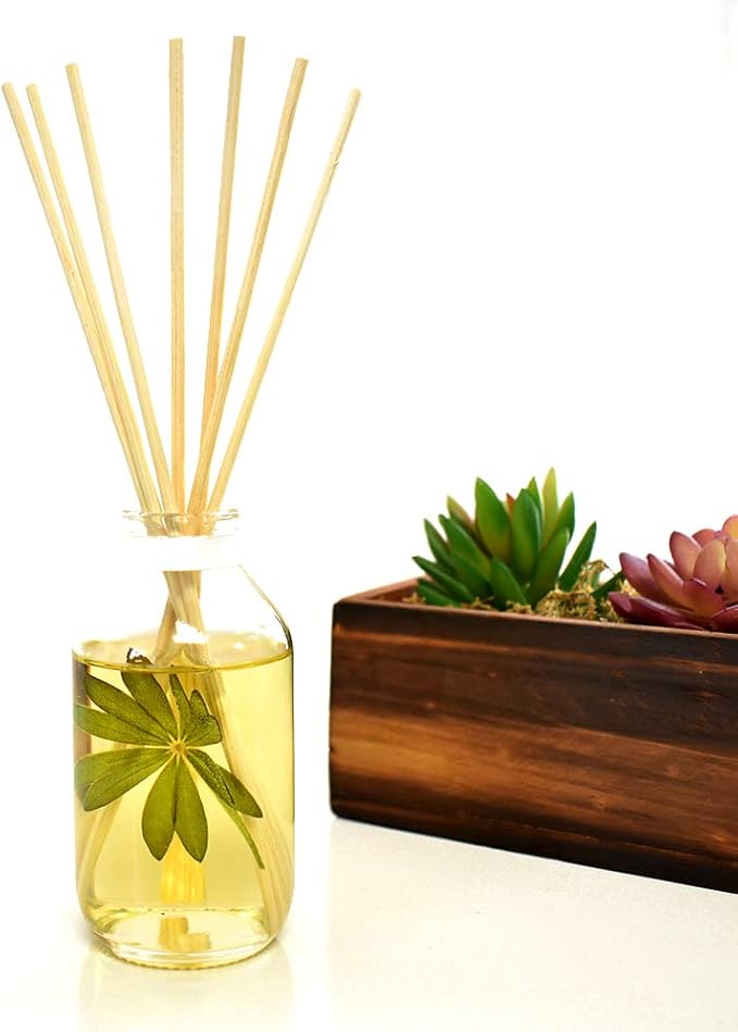 LOVSPA Reed Diffuser Set, Lush Palm & Jasmine Scented Oil Diffuser with Sticks, Home Fragrance Accessories for Bathroom Shelf Decor, Aroma Diffusers for Home or Office Desk, USA Made-Ruum Studio Home