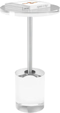 Acrylic End Table, Modern Minimalist Acrylic Side Tables, Clear Side Table for Living Room, Bedroom, Office, Drink Table (12" D x 12" W x 21" H, Silver)-Ruum Studio Home