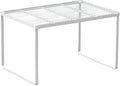 Kitchen Cabinet Storage Shelf Stackable Wire Spice Rack Organizer Heavy Duty Space Saver for Bathroom Bedroom Closet Laundry Room Office Countertop - White, Pack 1-Ruum Studio Home